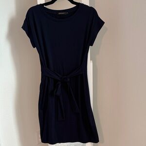 Navy Blue Tie-Waist Mini Dress